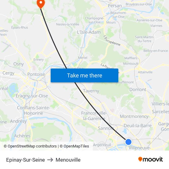 Epinay-Sur-Seine to Menouville map