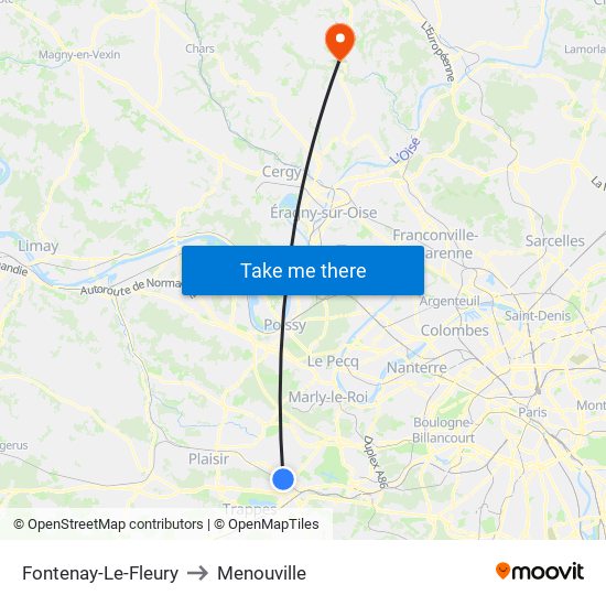 Fontenay-Le-Fleury to Menouville map