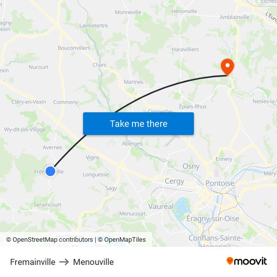 Fremainville to Menouville map
