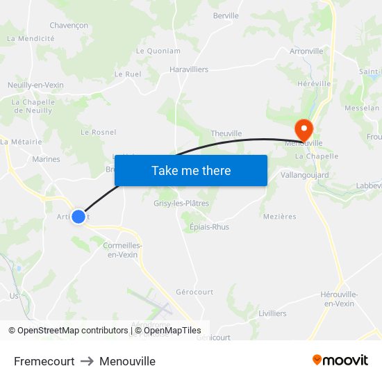 Fremecourt to Menouville map