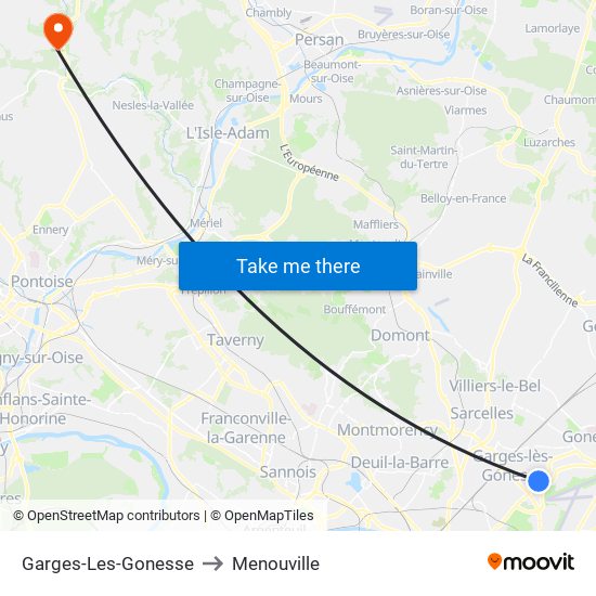 Garges-Les-Gonesse to Menouville map