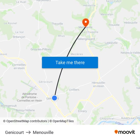 Genicourt to Menouville map