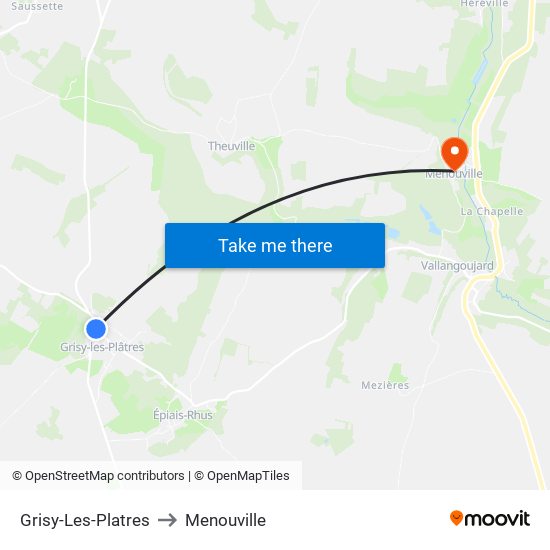 Grisy-Les-Platres to Menouville map