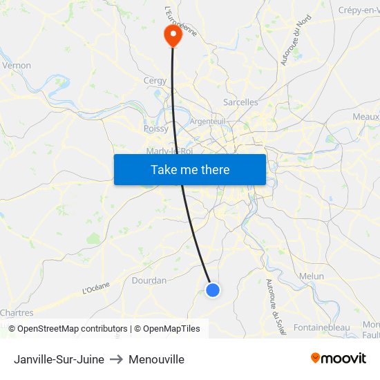 Janville-Sur-Juine to Menouville map