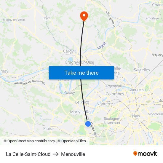 La Celle-Saint-Cloud to Menouville map