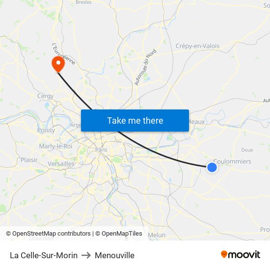 La Celle-Sur-Morin to Menouville map