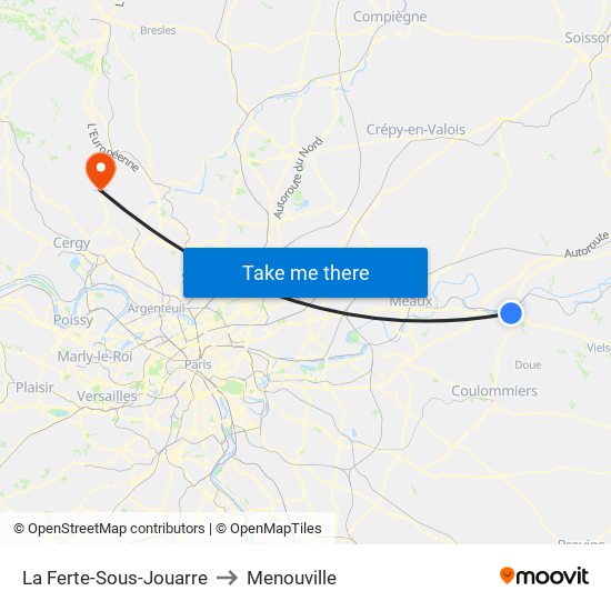 La Ferte-Sous-Jouarre to Menouville map