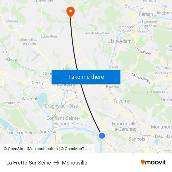 La Frette-Sur-Seine to Menouville map