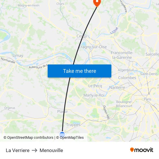La Verriere to Menouville map