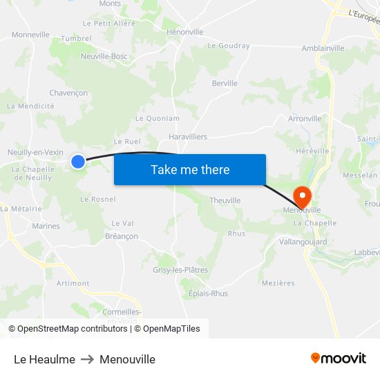 Le Heaulme to Menouville map