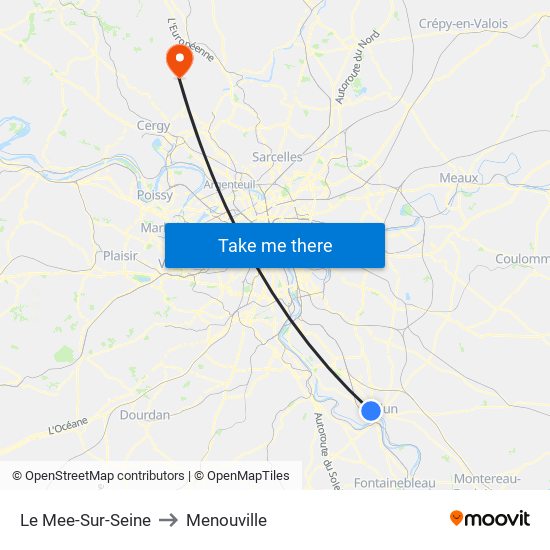 Le Mee-Sur-Seine to Menouville map