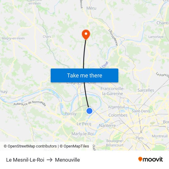 Le Mesnil-Le-Roi to Menouville map
