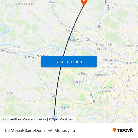 Le Mesnil-Saint-Denis to Menouville map