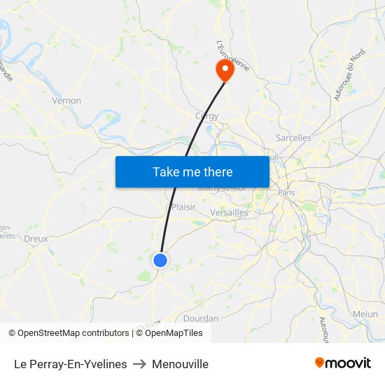 Le Perray-En-Yvelines to Menouville map