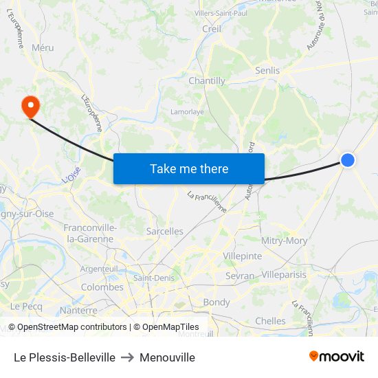 Le Plessis-Belleville to Menouville map