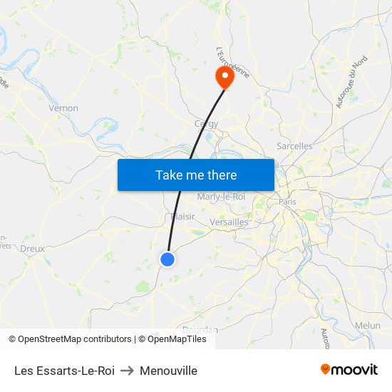Les Essarts-Le-Roi to Menouville map
