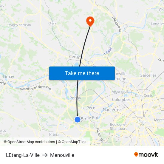 L'Etang-La-Ville to Menouville map