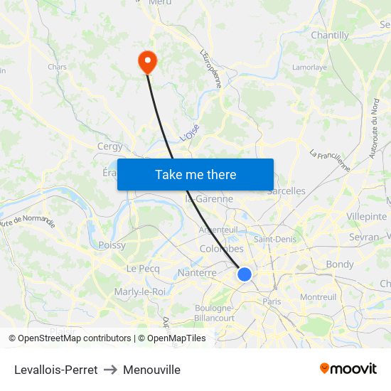 Levallois-Perret to Menouville map