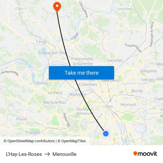 L'Hay-Les-Roses to Menouville map