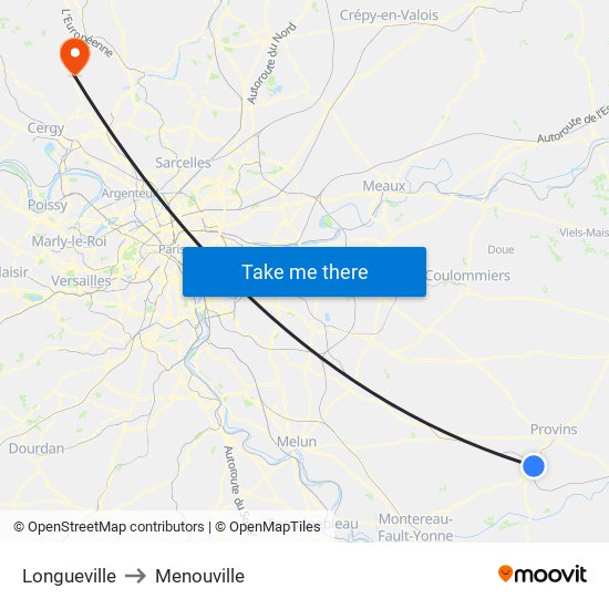 Longueville to Menouville map
