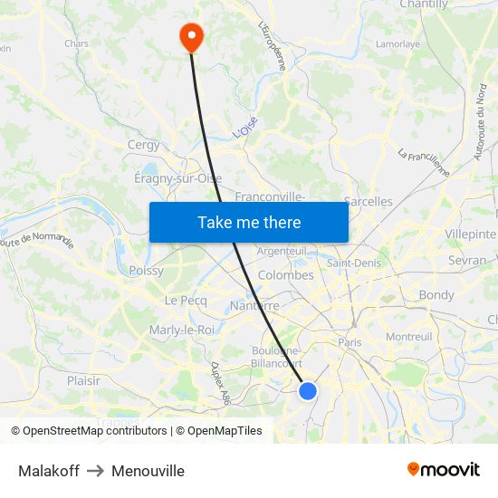Malakoff to Menouville map