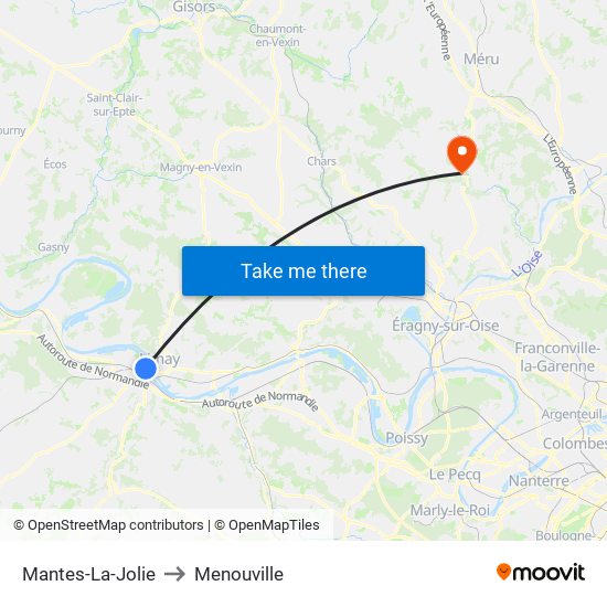 Mantes-La-Jolie to Menouville map