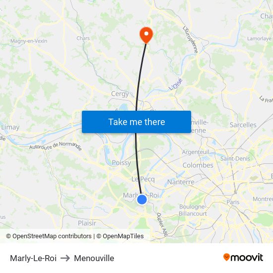 Marly-Le-Roi to Menouville map