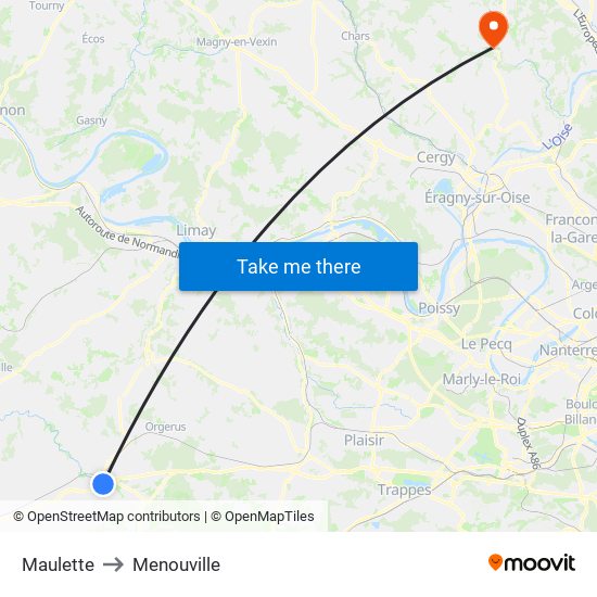 Maulette to Menouville map