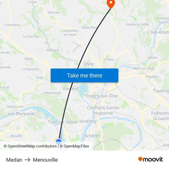 Medan to Menouville map