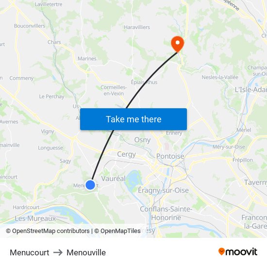 Menucourt to Menouville map