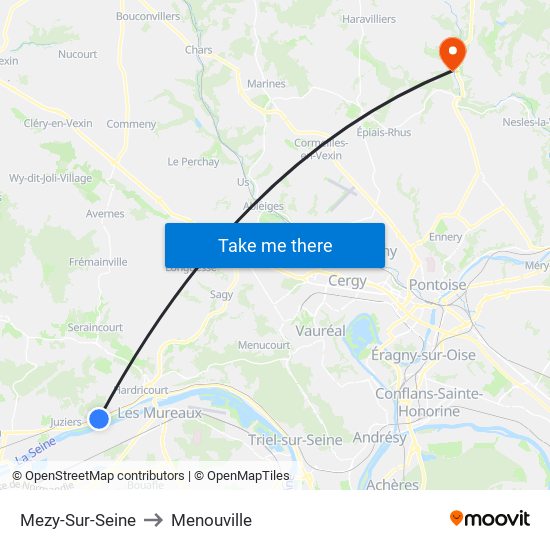 Mezy-Sur-Seine to Menouville map