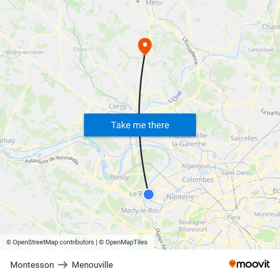 Montesson to Menouville map