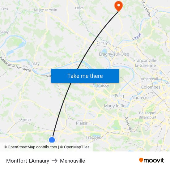 Montfort-L'Amaury to Menouville map