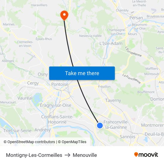 Montigny-Les-Cormeilles to Menouville map