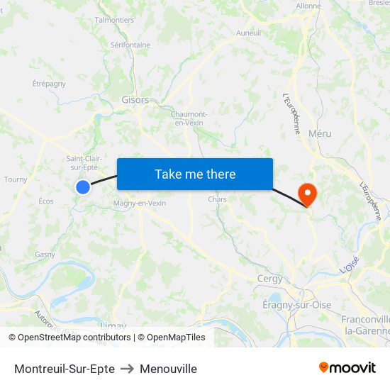 Montreuil-Sur-Epte to Menouville map