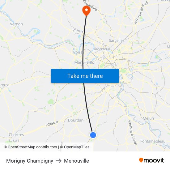 Morigny-Champigny to Menouville map