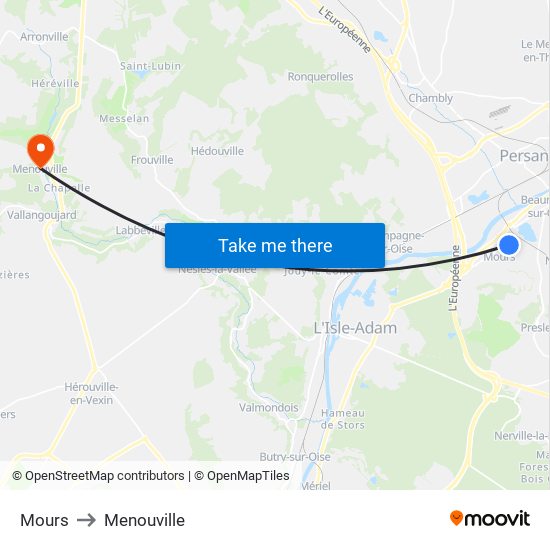 Mours to Menouville map