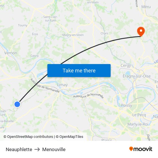Neauphlette to Menouville map