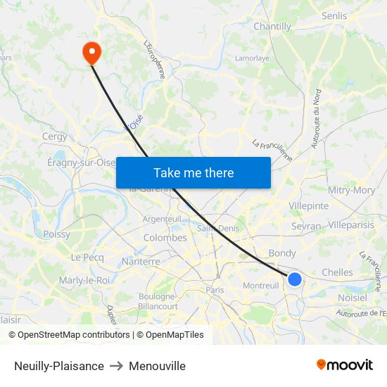 Neuilly-Plaisance to Menouville map