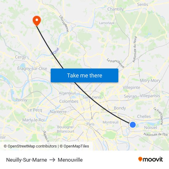 Neuilly-Sur-Marne to Menouville map