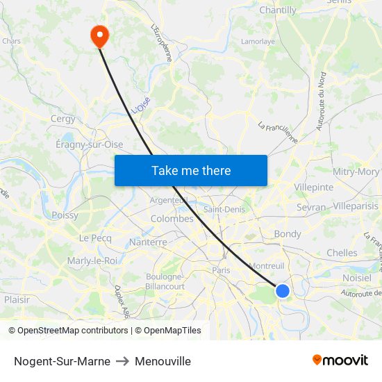 Nogent-Sur-Marne to Menouville map