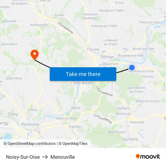 Noisy-Sur-Oise to Menouville map