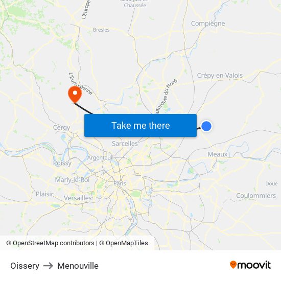 Oissery to Menouville map