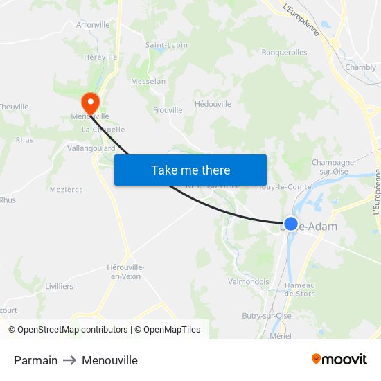 Parmain to Menouville map