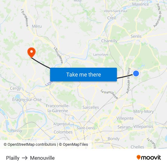 Plailly to Menouville map