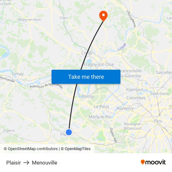 Plaisir to Menouville map