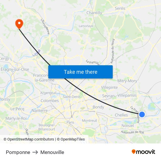 Pomponne to Menouville map
