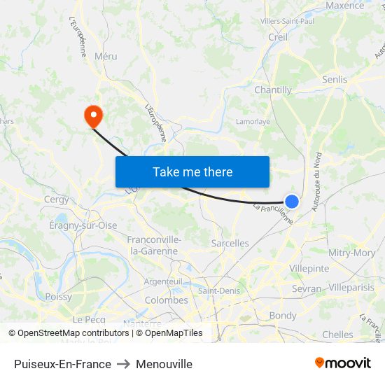 Puiseux-En-France to Menouville map