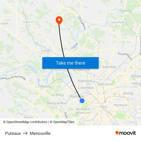 Puteaux to Menouville map