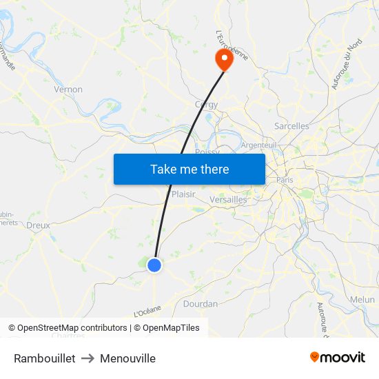 Rambouillet to Menouville map